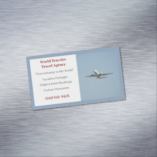 Blue Agent Aeroplane Travel Agency  Magnetic Business Card