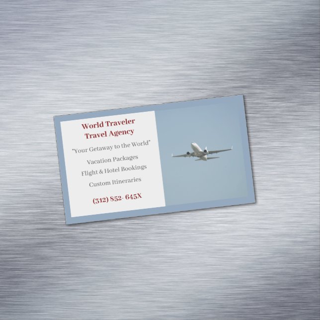 Blue Agent Aeroplane Travel Agency  Magnetic Business Card (In Situ)