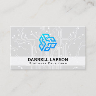 Blue Ai Tech Logo Motherboard Background Business Card