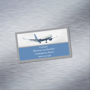 Blue Aircraft Aeroplane Captain Pilot Plane in Sky Magnetic Business Card