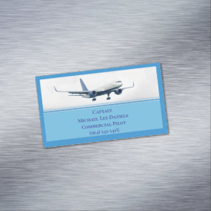  Blue  Aircraft Aeroplane Captain Pilot Plane  Magnetic Business Card