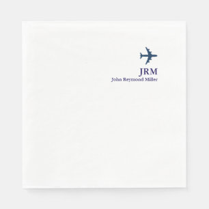 Blue Airplane Aircraft Jet Airline Pilot Party Napkin