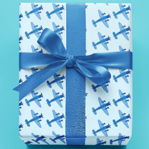 Blue Airplane Pattern Baby shower  Wrapping Paper