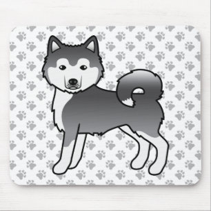 Blue Alaskan Malamute Cute Cartoon Dog Mouse Mat