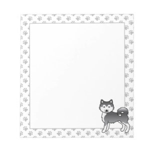 Blue Alaskan Malamute Cute Cartoon Dog Notepad