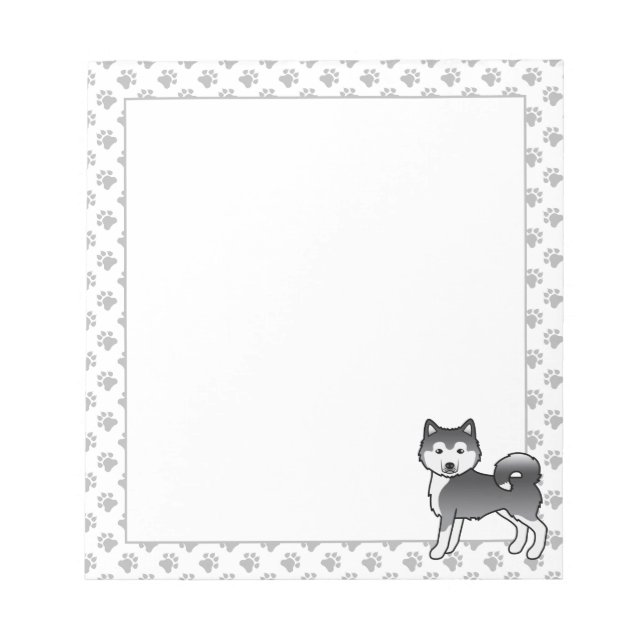 Blue Alaskan Malamute Cute Cartoon Dog Notepad (Front)