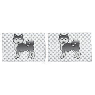 Blue Alaskan Malamute Cute Cartoon Dog Pillowcase