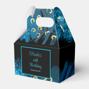 Blue Alcohol Ink Birthday Party Favour Box