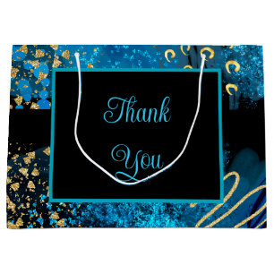 Blue Alcohol Ink Birthday Party Large Gift Bag