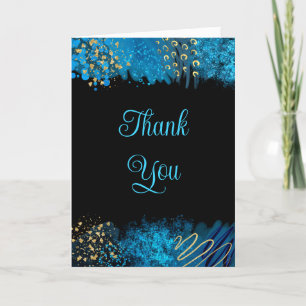 Blue Alcohol Ink Birthday  Thank You Card