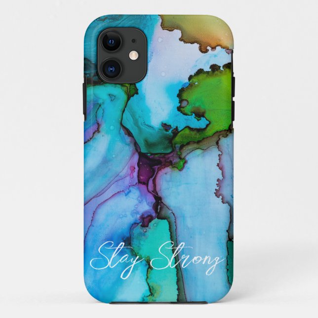 Blue alcohol ink iPhone Case (Back)