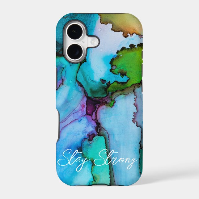 Blue alcohol ink iPhone Case (Back)