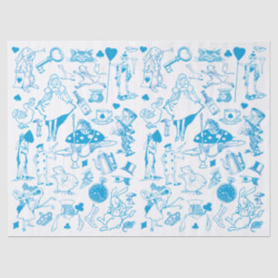 Blue Alice in Wonderland Pattern Decoupage Tissue Paper