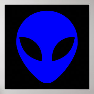 Blue Alien Head Poster