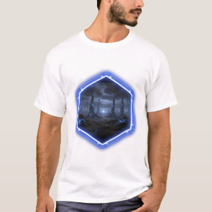 Blue Alien Landscape With Mandelbrot T-Shirt
