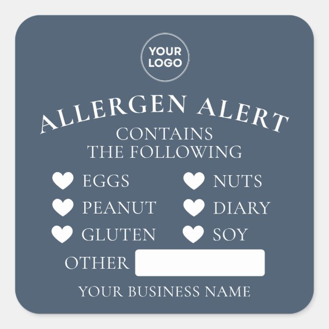 Blue Allergy Alert Bakery Cake Food Sticker (Front)