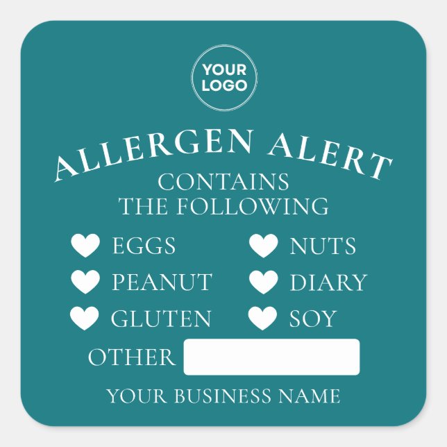 Blue Allergy Alert Bakery Cake Food Sticker (Front)