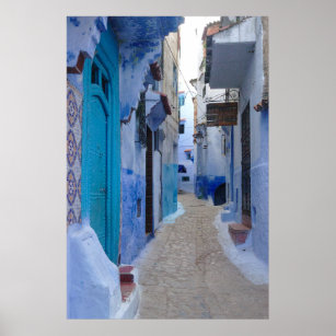 Blue Alley in Chefchaouen, Morocco Poster