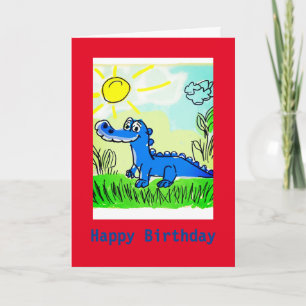 Blue Alligator Kids, 5" x 7" Folded Birthday Card