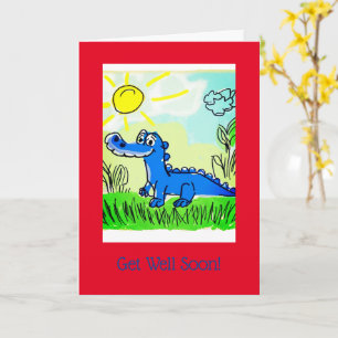 Blue Alligator Kids, 5" x 7" Folded Get Well Card
