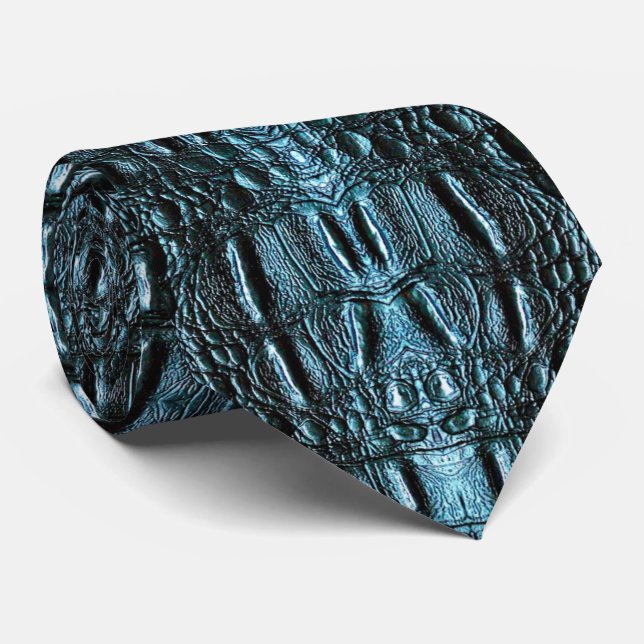 Blue Alligator Leather  Tie (Rolled)