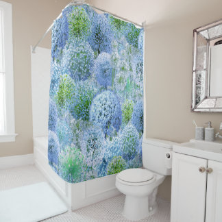 Blue Alliums Shower Curtain