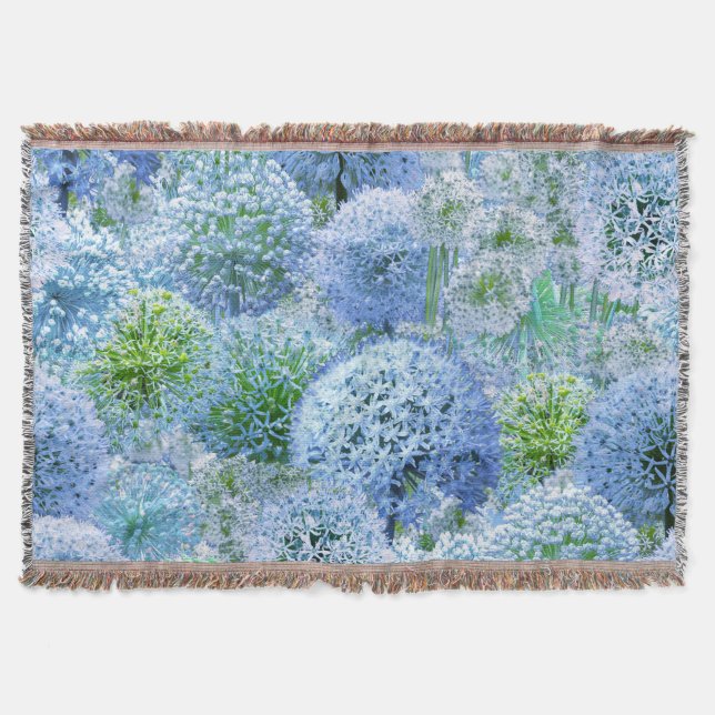 Blue Alliums Throw Blanket (Front)