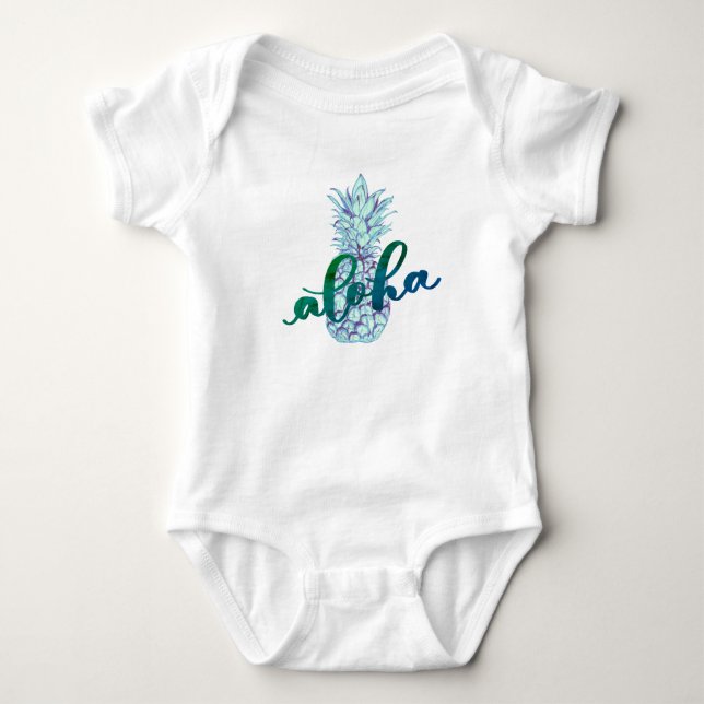 Blue Aloha Pineapple Baby Bodysuit (Front)