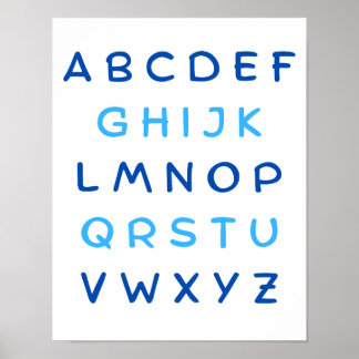 Blue Alphabet Capital Letters Teacher Kids Room Poster