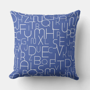 Blue Alphabet Letter Animal Throw Pillow