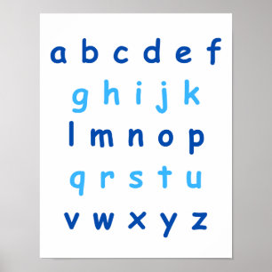 Blue Alphabet Lowercase Letters Teacher Kids Room Poster
