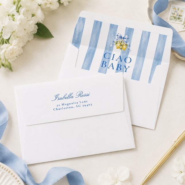 Blue Amalfi Lemon Baby Shower Envelope (Creator Uploaded)