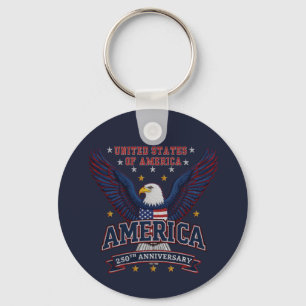 Blue America 250th Anniversary Business QR Code  Key Ring