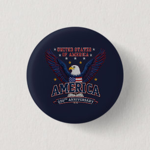 Blue America 250th Anniversary Semiquincentennial 3 Cm Round Badge
