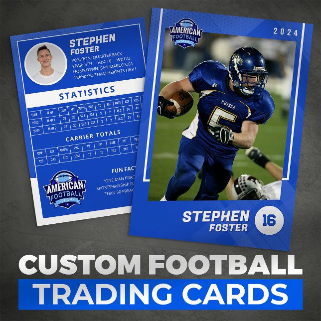 Blue American Football Player Trading Card (Creator Uploaded)