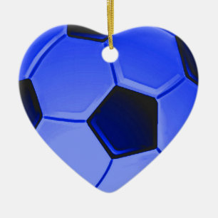 Blue American Soccer or Association Football Ceramic Tree Decoration
