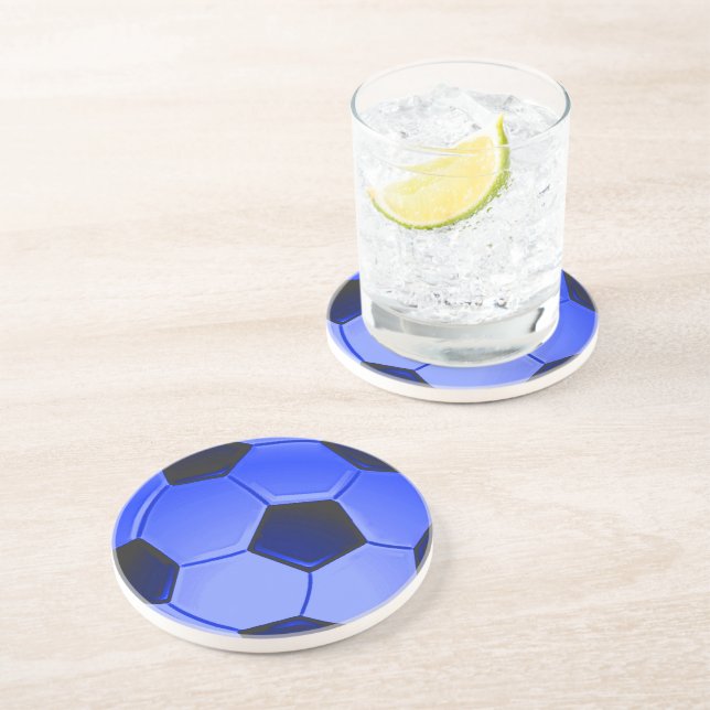 Blue American Soccer or Association Football Coaster (Side)