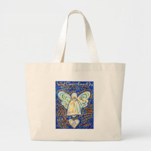 Blue &amp; Gold Cancer Angel - Large Tote Bag