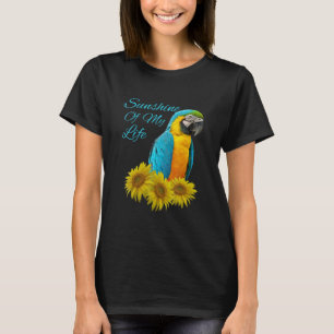 Blue &amp; Gold Macaw Parrot Sunshine Sunflower T-Shirt