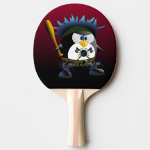 Blue Anarchy Penguin Ping Pong Paddle