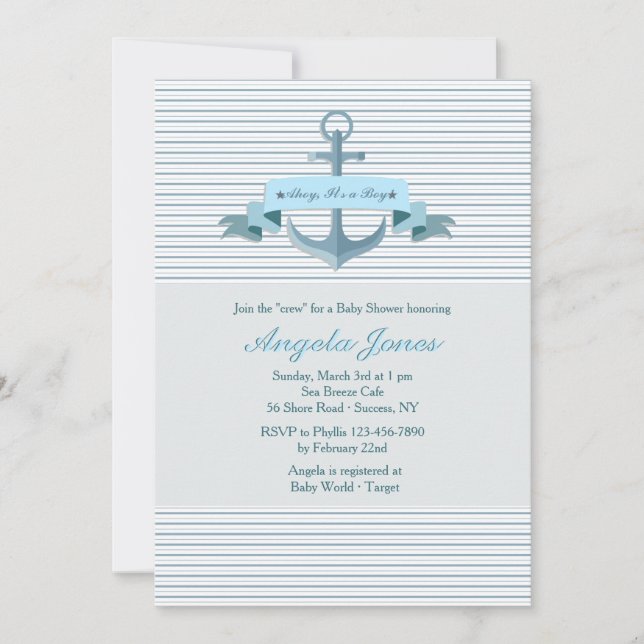 Blue Anchor Banner Invitation (Front)