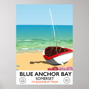Blue Anchor Bay Somerset travel poster