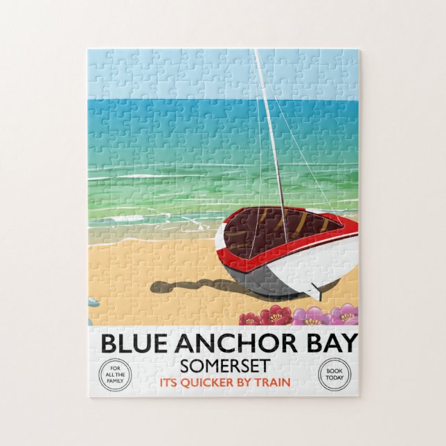 Blue Anchor Bay Somerset travel poster Jigsaw Puzzle (Vertical)