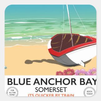 Blue Anchor Bay Somerset travel poster Square Sticker