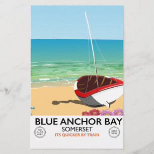 Blue Anchor Bay Somerset travel poster Stationery