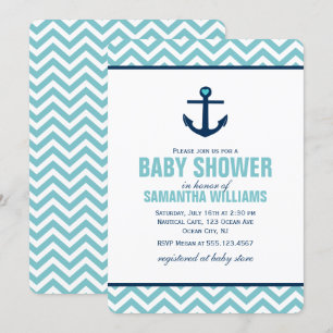 Blue Anchor Boy Baby Shower Invitation