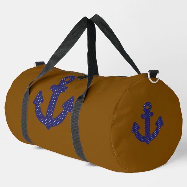 Blue Anchor Brown  Duffle Bag (Left Corner)