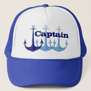 Blue anchor Captain, boy's personalised Trucker Hat