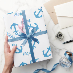 Blue Anchor & Couple Initials Wrapping Paper