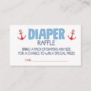 Blue Anchor Diaper Raffle Ticket Enclosure Card